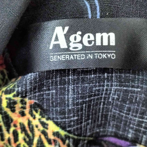 エージェム Agem 総柄 S/S 開襟シャツ メンズ