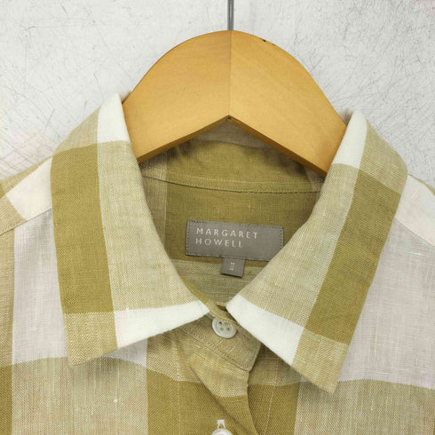 マーガレットハウエル MARGARET HOWELL クロップドリネンシャツ ギンガムチェック レディース JPN:2