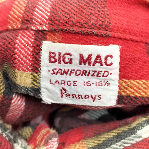 ビッグマック BIG MAC 60S SANFORIZED PENNYS 単色タグ ヘビーネルシャツ メンズ import:L