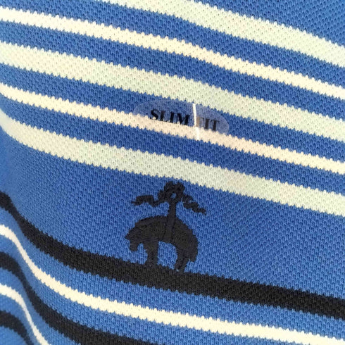 ブルックスブラザーズ BROOKS BROTHERS SLIM FIT ロゴ刺繍 ボーダー ポロシャツ メンズ import:M