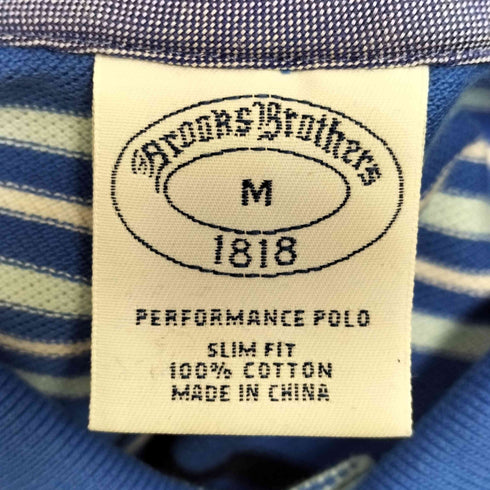 ブルックスブラザーズ BROOKS BROTHERS SLIM FIT ロゴ刺繍 ボーダー ポロシャツ メンズ import:M
