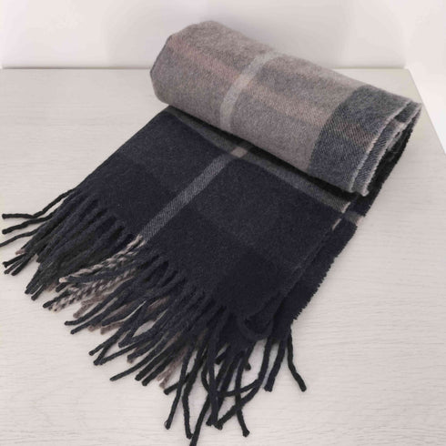 フェアファクス FAIRFAX チェック柄 フリンジ カシミヤ100% マフラー レディース