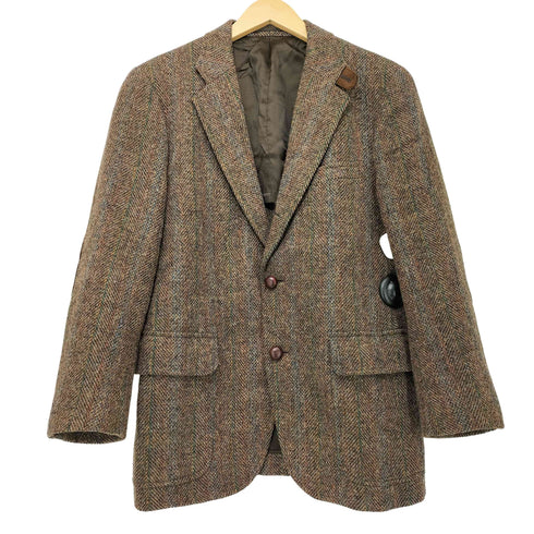 ジェイプレス J.PRESS ストライプ柄 Harris Tweed クルミボタン エルボーパッチ 2Bテーラードジャケット メンズ C-92 W-78 T-170