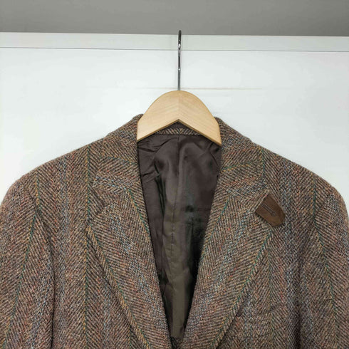 ジェイプレス J.PRESS ストライプ柄 Harris Tweed クルミボタン エルボーパッチ 2Bテーラードジャケット メンズ C-92 W-78 T-170