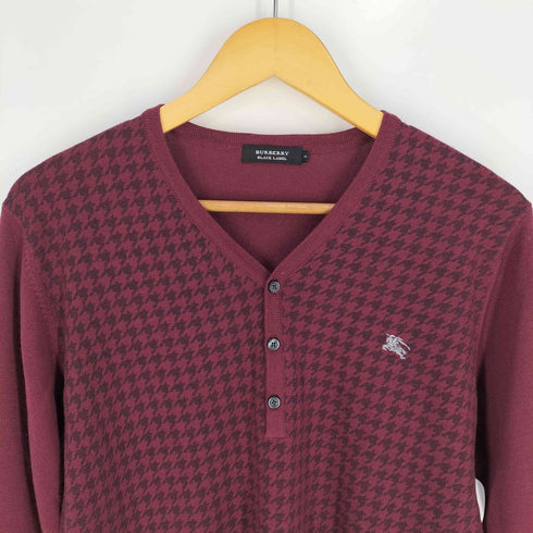 バーバリーブラックレーベル BURBERRY BLACK LABEL ラムウール 千鳥格子 プルオーバーニット メンズ JPN:3