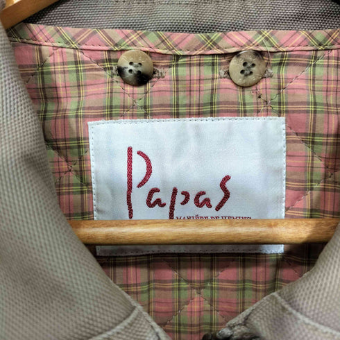 パパス papas 襟ロゴ刺繍 中綿キルティングライナー付 ハンティングジャケット 「カバーオール メンズ JPN:M