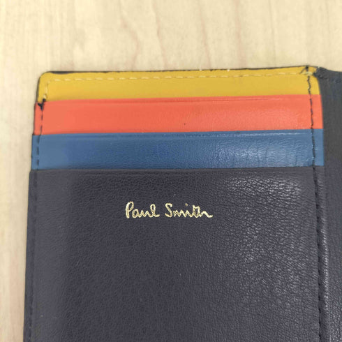 ポールスミス Paul Smith マルチカラーステッチレザーカードケース メンズ
