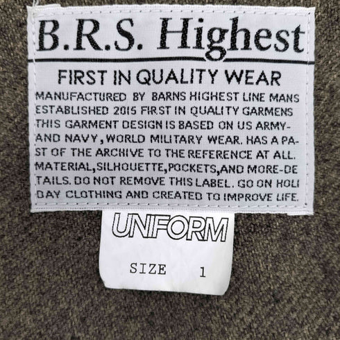 バーンズ アウト フィッターズ BARNS OUT FITTERS FIRST IN QUALITY WEAR 比翼ボタン チェスターコート メンズ JPN:1