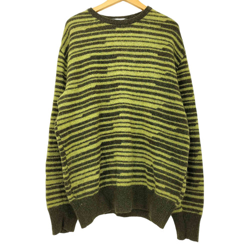サルヴァトーレフェラガモ Salvatore Ferragamo ボーダー柄 モヘアウール混 クルーネックニット メンズ import:XL