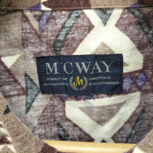 M’CWAY 総柄プリントネルボックスシャツ メンズ