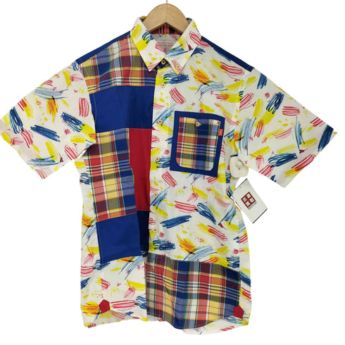 kawatani shirt ユニセックス ボタンダウン クレイジーパターンシャツ メンズ JPN:S