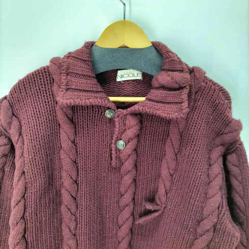 ニコル NICOLE ハーフボタン ケーブル編みニット メンズ