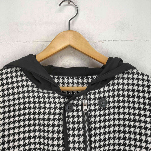 千鳥チェックジップデザインフーデットジャケット メンズ