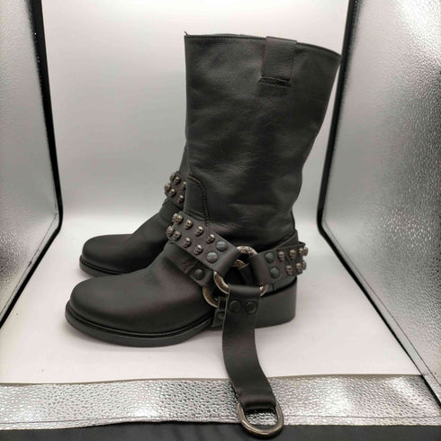 ザディグエヴォルテール ZADIG&VOLTAIRE 1931 スカル ボーン スタッズ 装飾 レザー エンジニア ブーツ Y2K レディース EUR:36