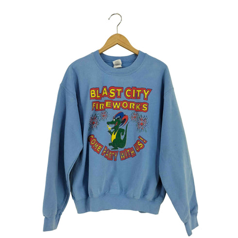 ギルダン GILDAN 90S ホンジュラス製 BLAST CITY FIREWORKS プリントスウェット メンズ import:M