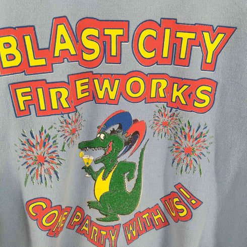 ギルダン GILDAN 90S ホンジュラス製 BLAST CITY FIREWORKS プリントスウェット メンズ import:M