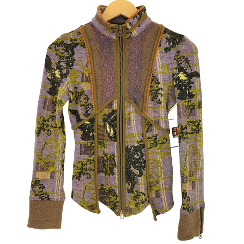 オッズオネスト OZZ ONESTE 総柄 スタンドネック レースアップ マルチパターン ジップアップ ジャケット Y2K フェアリーグランジ メンズ