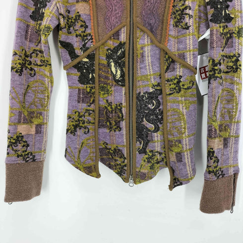 オッズオネスト OZZ ONESTE 総柄 スタンドネック レースアップ マルチパターン ジップアップ ジャケット Y2K フェアリーグランジ メンズ