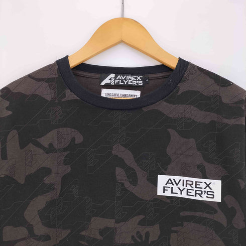 アヴィレックス AVIREX UNMANNED AERIAL VEHICEL UAV AF ミリタリー プレーティング天竺 長袖 Tシャツ メンズ import:L