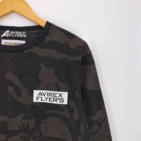 アヴィレックス AVIREX UNMANNED AERIAL VEHICEL UAV AF ミリタリー プレーティング天竺 長袖 Tシャツ メンズ import:L