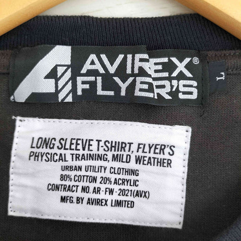 アヴィレックス AVIREX UNMANNED AERIAL VEHICEL UAV AF ミリタリー プレーティング天竺 長袖 Tシャツ メンズ import:L