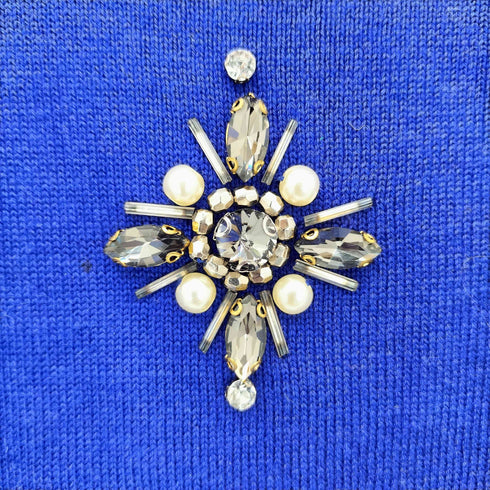 グレースコンチネンタル GRACE CONTINENTAL Grace Class ランダムビジュー クルーネック ウール ハイゲージニット レディース 36