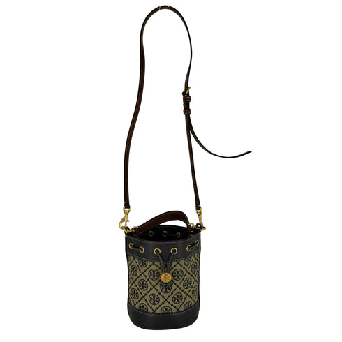 トリーバーチ TORY BURCH Tモノグラム ジャカード ミニ ショルダー バケット ハンドバッグ レディース