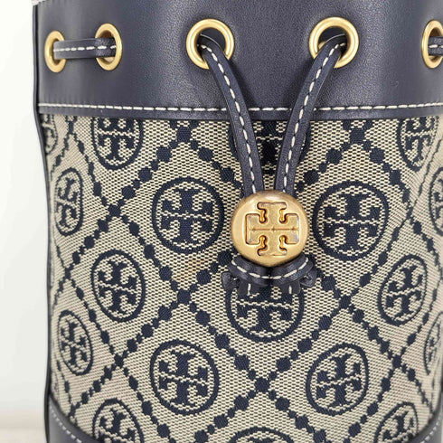 トリーバーチ TORY BURCH Tモノグラム ジャカード ミニ ショルダー バケット ハンドバッグ レディース