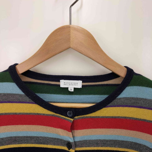 マッキントッシュフィロソフィー MACKINTOSH PHILOSOPHY マルチカラー ボーダー柄 クルーネックカーディガン レディース 38