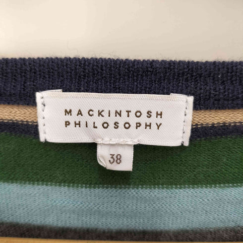 マッキントッシュフィロソフィー MACKINTOSH PHILOSOPHY マルチカラー ボーダー柄 クルーネックカーディガン レディース 38