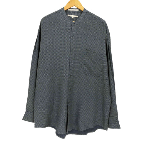 ペリーエリス PERRY ELLIS 90s 総柄 シルク100 長袖 スタンドカラーシャツ メンズ import:L