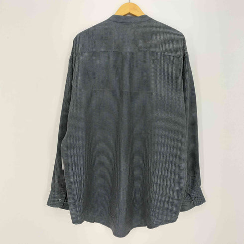 ペリーエリス PERRY ELLIS 90s 総柄 シルク100 長袖 スタンドカラーシャツ メンズ import:L