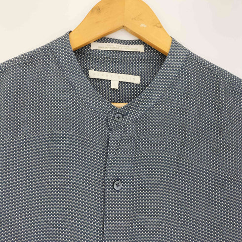 ペリーエリス PERRY ELLIS 90s 総柄 シルク100 長袖 スタンドカラーシャツ メンズ import:L