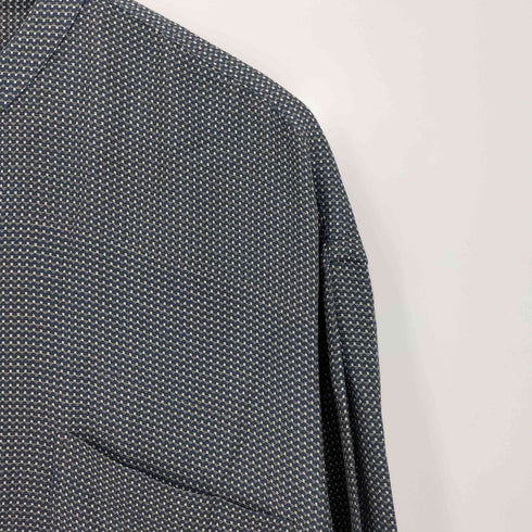 ペリーエリス PERRY ELLIS 90s 総柄 シルク100 長袖 スタンドカラーシャツ メンズ import:L