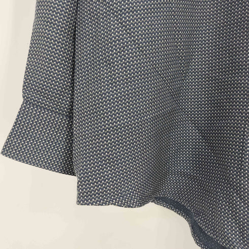ペリーエリス PERRY ELLIS 90s 総柄 シルク100 長袖 スタンドカラーシャツ メンズ import:L