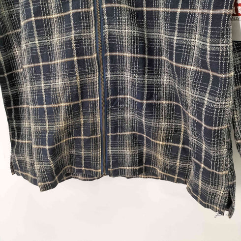 VACHE コットン チェック ロゴ刺繍 ジップアップ ジャケット ブルゾン メンズ import:M