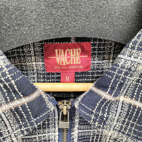 VACHE コットン チェック ロゴ刺繍 ジップアップ ジャケット ブルゾン メンズ import:M