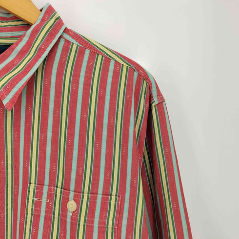 ポロバイラルフローレン Polo by RALPH LAUREN 90s 猫目ボタン チンスト マルチストライプ 長袖シャツ メンズ import:XL