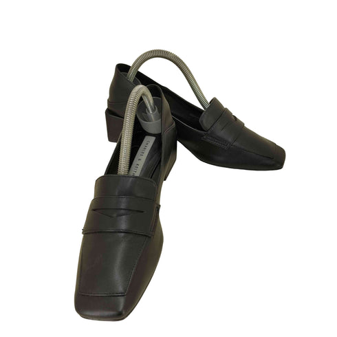 チャールズアンドキース CHARLES&KEITH ツイードブロックヒールペニーローファー レディース EUR:35