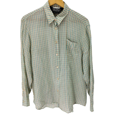 マックスマーラウィーケンドライン Max Mara WEEKEND LINE レーヨン マルチカラー チェック 開襟 シャツ メンズ import:L