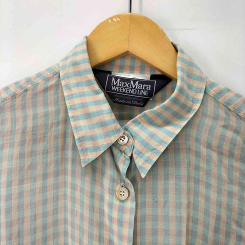 マックスマーラウィーケンドライン Max Mara WEEKEND LINE レーヨン マルチカラー チェック 開襟 シャツ メンズ import:L