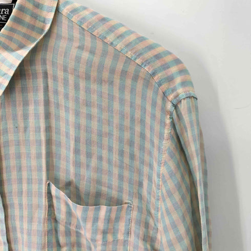マックスマーラウィーケンドライン Max Mara WEEKEND LINE レーヨン マルチカラー チェック 開襟 シャツ メンズ import:L
