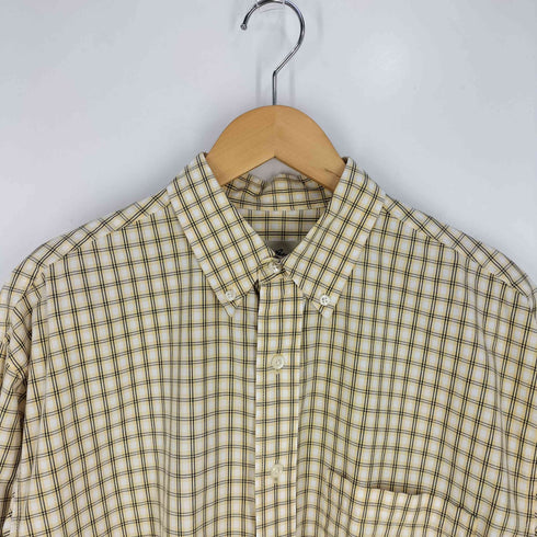 エディーバウアー Eddie Bauer 90s モーリシャス製 チェック柄 ボタンダウン長袖シャツ メンズ import:M