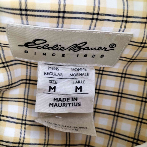 エディーバウアー Eddie Bauer 90s モーリシャス製 チェック柄 ボタンダウン長袖シャツ メンズ import:M