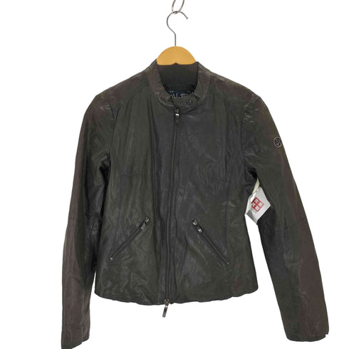 アルマーニジーンズ ARMANI JEANS ゴートレザー ダブルジップシングルライダースジャケット メンズ JPN:42