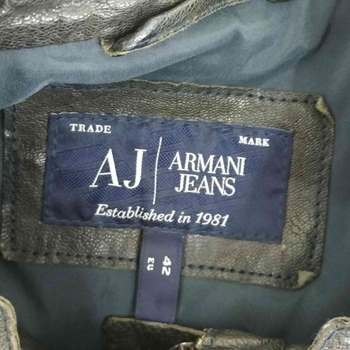 アルマーニジーンズ ARMANI JEANS ゴートレザー ダブルジップシングルライダースジャケット メンズ JPN:42