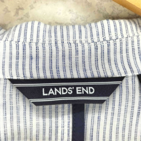 ランズエンド LANDS END リネン100 ストライプ1Bテーラードジャケット レディース 7
