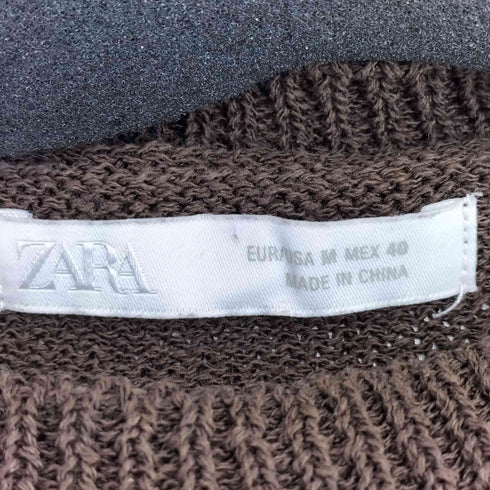 ザラ ZARA エンボス加工 メッシュ トリムニット メンズ import:M