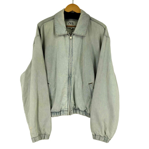 ザラ ZARA ダメージ加工 ジップアップ デニムジャケット メンズ import:XL