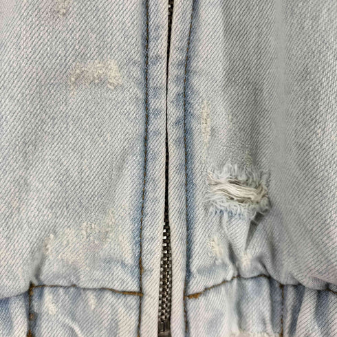 ザラ ZARA ダメージ加工 ジップアップ デニムジャケット メンズ import:XL